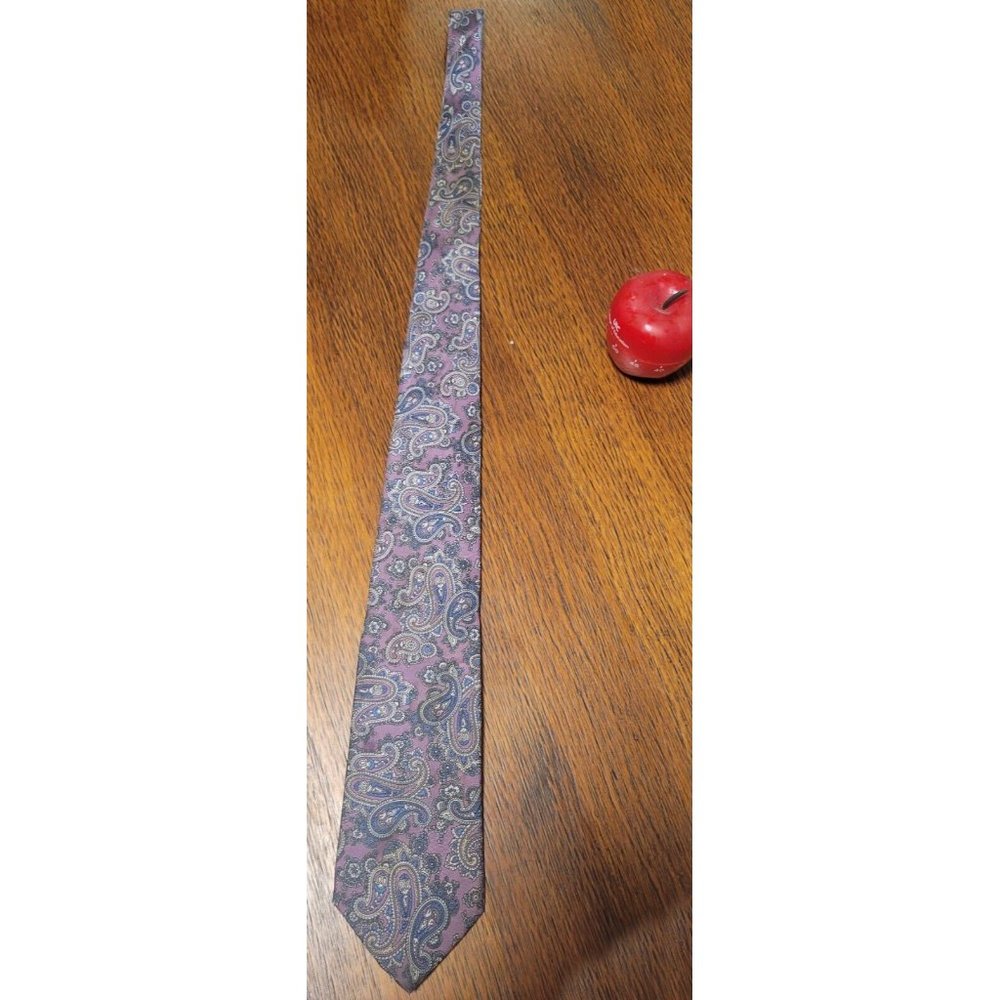 From Italy Silk Purple Blue White Paisley Pattern Men's Tie